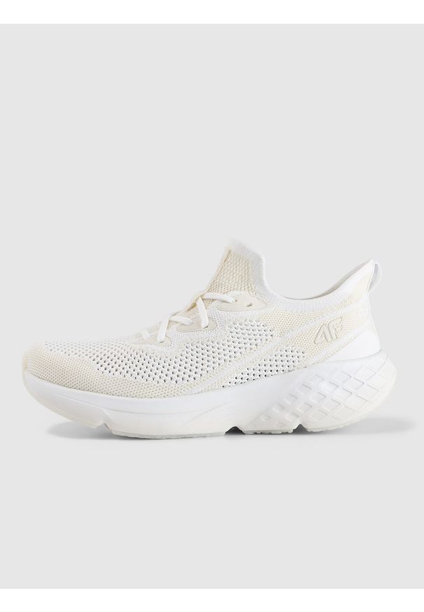 4f - 4F Niskie sneakersy Velocity E-knit damskie - białe 36. Okazja: na co dzień. Kolor: biały. Materiał: guma, dzianina, poliester. Szerokość cholewki: normalna. Sport: fitness