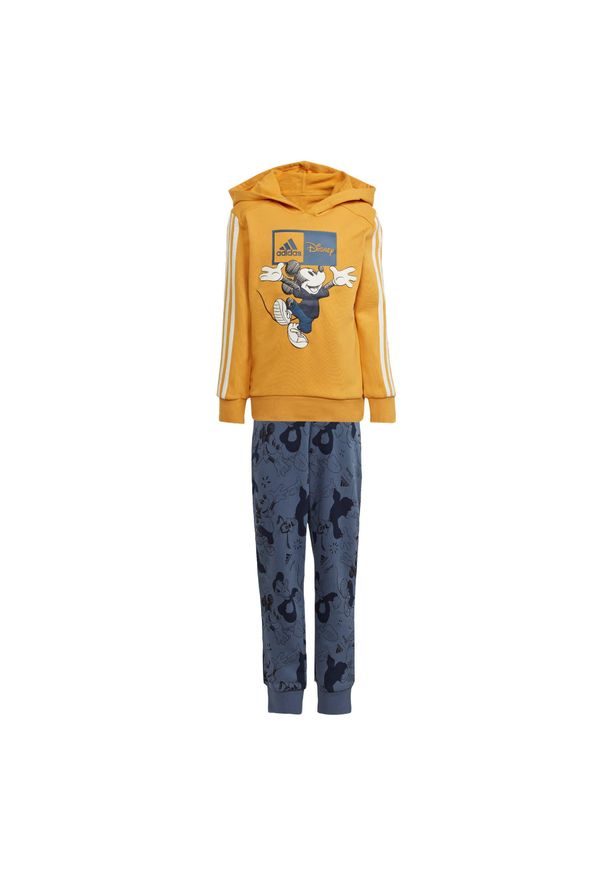Adidas - Zestaw adidas x Disney Mickey Mouse Hoodie and Jogger. Okazja: na uczelnię. Kolor: biały, wielokolorowy, żółty. Materiał: dresówka. Wzór: motyw z bajki. Styl: sportowy