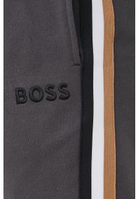 BOSS spodnie dresowe bawełniane męskie kolor szary z aplikacją. Kolor: szary. Materiał: bawełna, dresówka. Wzór: aplikacja #2