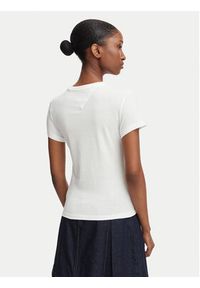 Tommy Jeans T-Shirt Ess Logo DW0DW23479 Biały Slim Fit. Kolor: biały. Materiał: bawełna #3
