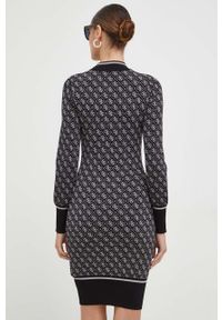 Guess sukienka kolor czarny mini dopasowana. Kolor: czarny. Materiał: dzianina. Długość rękawa: długi rękaw. Typ sukienki: dopasowane. Długość: mini #6