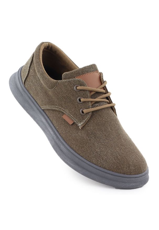 Półbuty męskie casual tekstylne brązowe Nowacki 1059-H. Okazja: na co dzień. Kolor: brązowy. Materiał: materiał. Szerokość cholewki: normalna. Styl: casual