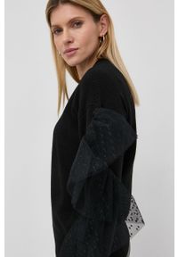 Red Valentino Sweter z domieszką wełny damski kolor czarny. Kolor: czarny. Materiał: wełna #5