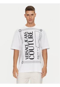 Versace Jeans Couture T-Shirt 76GAHE04 Biały Regular Fit. Kolor: biały. Materiał: bawełna