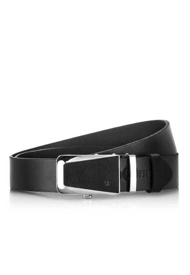 PAOLO PERUZZI - Pasek męski skórzany automat Paolo Peruzzi czarny MB027. Kolor: czarny. Materiał: jeans. Styl: klasyczny, elegancki