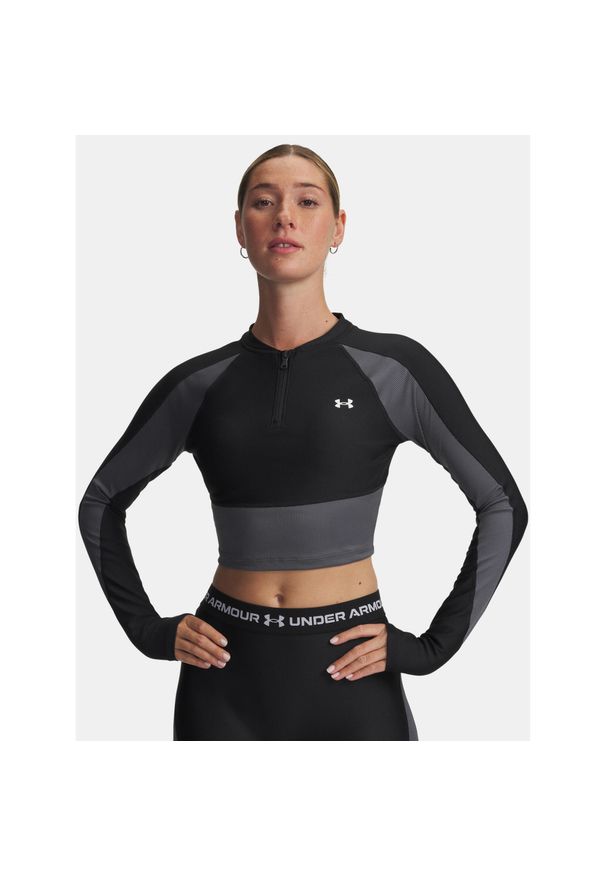 Longsleeve Under Armour HeatGear Rib 1/4 Zip. Kolor: czarny. Długość rękawa: długi rękaw. Sport: bieganie