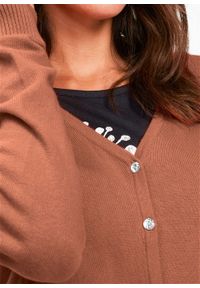 Długi sweter rozpinany bonprix kasztanowy brązowy. Kolor: brązowy. Długość: długie. Styl: klasyczny #6