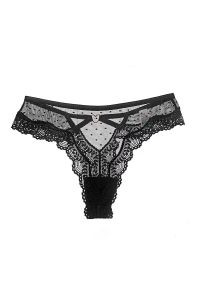 Intica - Stringi koronkowe z paseczkami na specjalne okazje Guenievre. Kolor: czarny. Materiał: koronka. Wzór: koronka