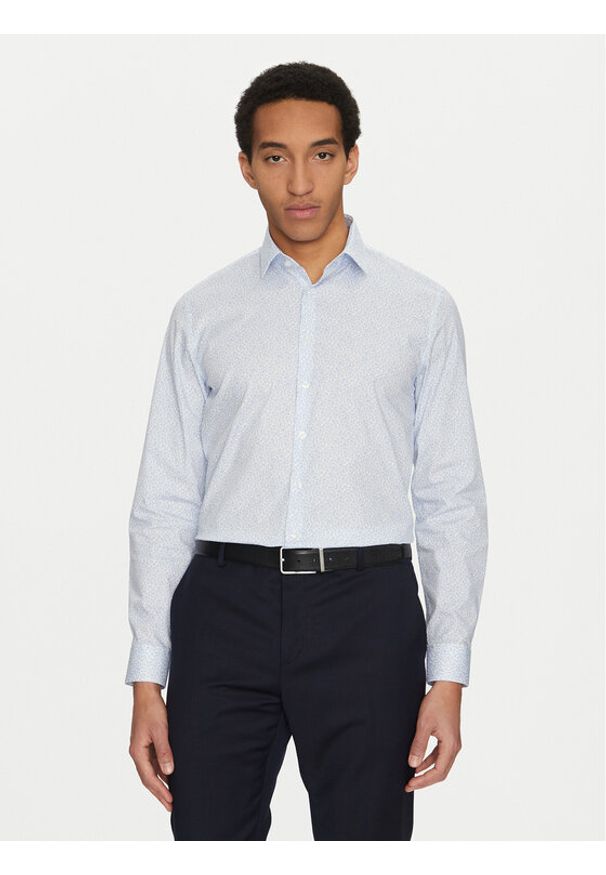 Calvin Klein Koszula K10K114314 Błękitny Slim Fit. Kolor: niebieski. Materiał: bawełna