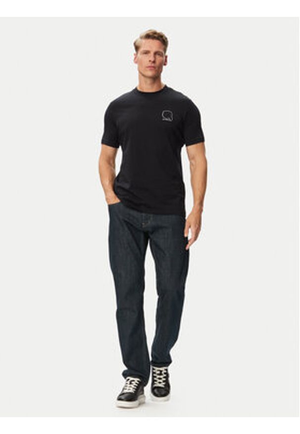 Karl Lagerfeld - KARL LAGERFELD T-Shirt 755026 563224 Granatowy Regular Fit. Typ kołnierza: dekolt w karo. Kolor: niebieski. Materiał: bawełna