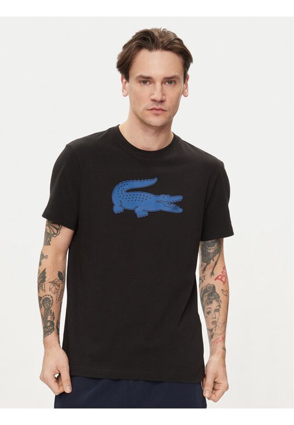 Lacoste T-Shirt TH2042 Czarny Regular Fit. Kolor: czarny. Materiał: syntetyk