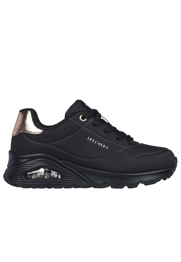 skechers - Buty młodzieżowe Skechers Uno Gen 1 Shimmer Away 310545LBBK - czarne. Zapięcie: sznurówki. Kolor: czarny. Materiał: guma, skóra, syntetyk. Szerokość cholewki: normalna. Model: Skechers Sport