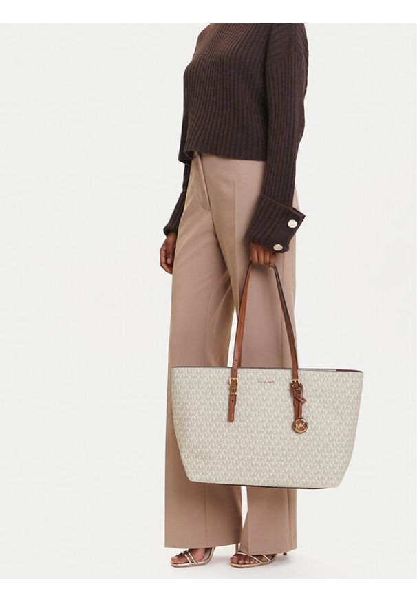 MICHAEL Michael Kors Torebka Quinn 30T5GQNT9B Beżowy. Kolor: beżowy. Materiał: skórzane