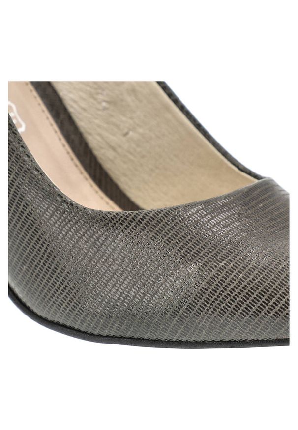 Szare Szpilki Baldaccini Eleganckie Skórzane Buty. Okazja: na co dzień. Zapięcie: bez zapięcia. Kolor: szary. Materiał: skóra. Szerokość cholewki: normalna. Wzór: prążki. Obcas: na szpilce. Styl: elegancki