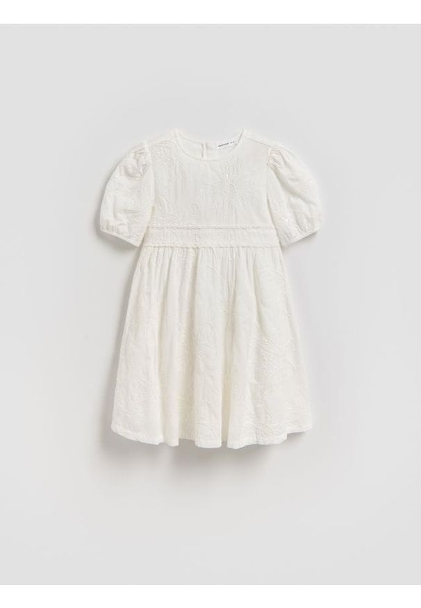 Reserved - Sukienka z cekinami - złamana biel. Materiał: tkanina, bawełna