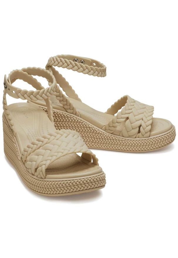 Crocs - Brooklyn Woven Ankle Strap Wedge dla kobiet. Kolor: żółty
