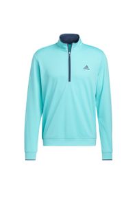 Adidas - Kurtka 1/4 zip adidas. Typ kołnierza: golf. Kolor: niebieski. Materiał: materiał