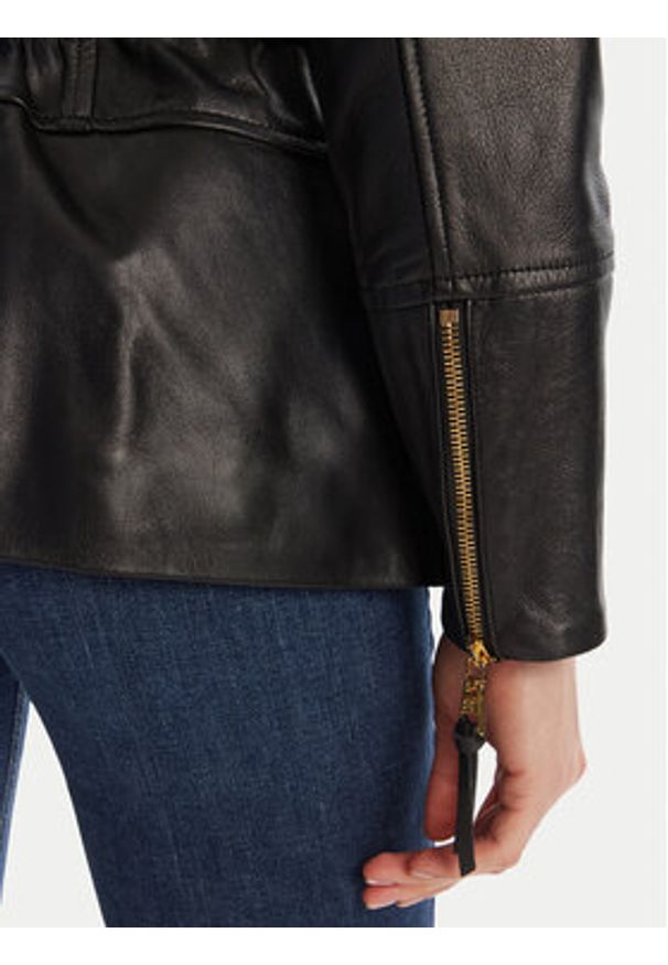 Elisabetta Franchi Kurtka skórzana GD-50Z-56E2-V1350 Czarny Regular Fit. Kolor: czarny. Materiał: skóra