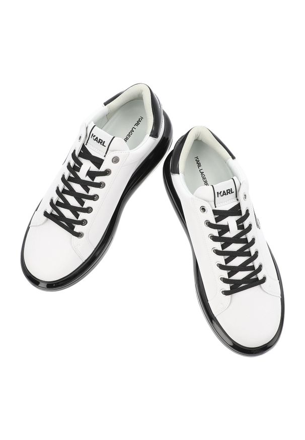 Białe Sneakersy Karl Lagerfeld Modne Obuwie Męskie. Kolor: biały. Materiał: skóra. Styl: klasyczny