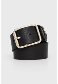 Patrizia Pepe Pasek skórzany damski kolor czarny. Kolor: czarny. Materiał: skóra