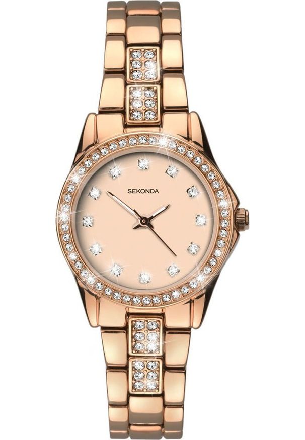 Zegarek Sekonda Zegarek damski Sekonda 2034 CYRKONIE różowe złoto. Kolor: złoty, wielokolorowy, różowy