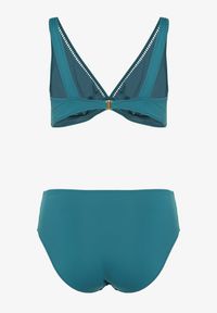 Born2be - Ciemnozielone Bikini Biustonosz i Majtki Typu Figi z Ażurowym Wzorem Lunella. Kolor: zielony. Wzór: ażurowy #2