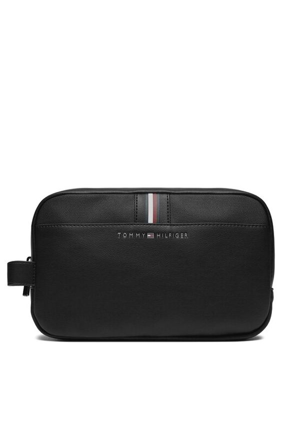 TOMMY HILFIGER - Tommy Hilfiger Kosmetyczka Th Corporate Washbag AM0AM11840 Czarny. Kolor: czarny. Materiał: skóra