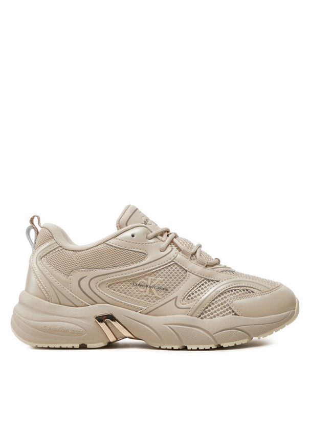 Calvin Klein Jeans Sneakersy Retro Tennis Low Lace Mh Ml Mtl YW0YW01463 Écru. Materiał: skóra