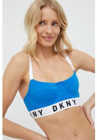 DKNY - Dkny - Biustonosz DK4521 gładki. Kolor: niebieski. Rodzaj stanika: biustonosz z fiszbinami. Wzór: gładki