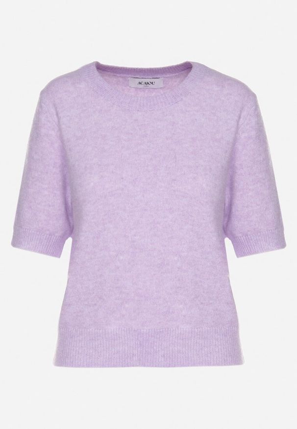 Born2be - Fioletowy Sweter z Wełną i Krótkim Rękawem Turosa. Okazja: na co dzień. Kolor: fioletowy. Materiał: wełna. Długość rękawa: krótki rękaw. Długość: krótkie. Styl: klasyczny, elegancki, casual