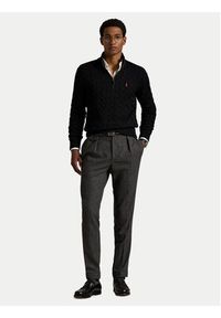 Polo Ralph Lauren Sweter 710810841006 Czarny Regular Fit. Typ kołnierza: polo. Kolor: czarny. Materiał: bawełna #5