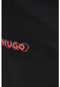 Hugo spodnie bawełniane męskie kolor czarny z nadrukiem. Kolor: czarny. Materiał: bawełna. Wzór: nadruk