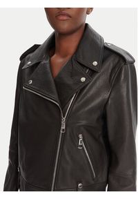 BOSS Kurtka skórzana C_Sandy 50541769 Czarny Regular Fit. Kolor: czarny. Materiał: skóra