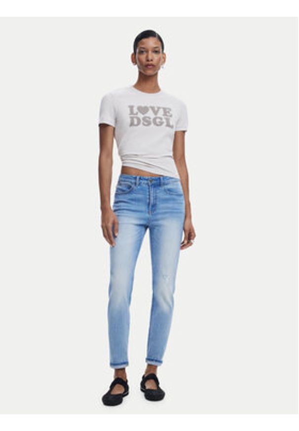 Desigual T-Shirt Love Dsgl 25SWTK10 Szary Regular Fit. Kolor: szary. Materiał: bawełna