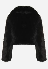 Born2be - Czarna Futerkowa Kurtka o Krótkim Kroju z Eleganckim Kołnierzem Tazamisa. Okazja: na co dzień. Kolor: czarny. Materiał: jeans. Długość: krótkie. Styl: elegancki #4