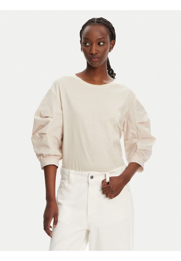 Liu Jo Bluzka WA5359 J4893 Beżowy Regular Fit. Kolor: beżowy. Materiał: bawełna