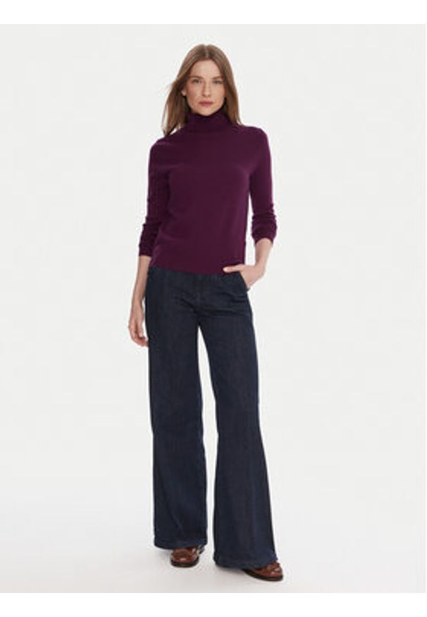 United Colors of Benetton - United Colors Of Benetton Golf 1002D2348 Fioletowy Regular Fit. Typ kołnierza: golf. Kolor: fioletowy. Materiał: wełna