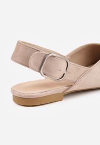 Renee - Ciemnobeżowe Sandały Vices Typu Slingback z Wkładką ze Skóry Naturalnej Rallora. Okazja: na co dzień, na spacer. Zapięcie: sprzączka. Kolor: beżowy. Materiał: skóra. Wzór: nadruk. Obcas: na obcasie. Styl: elegancki, casual. Wysokość obcasa: średni #5