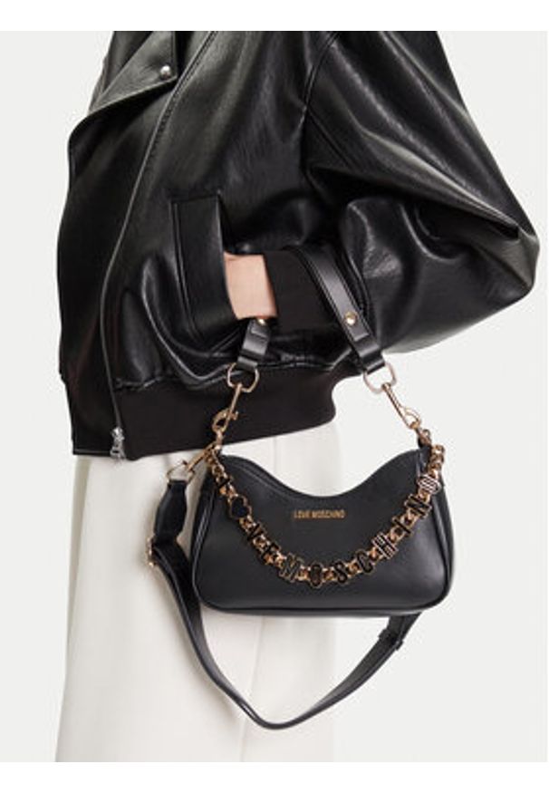 Love Moschino - LOVE MOSCHINO Torebka JC4070PP1NL1300A Czarny. Kolor: czarny. Materiał: skórzane