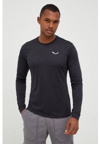 Salewa longsleeve sportowy kolor czarny melanżowy. Kolor: czarny. Materiał: materiał. Długość rękawa: długi rękaw. Wzór: melanż. Styl: sportowy