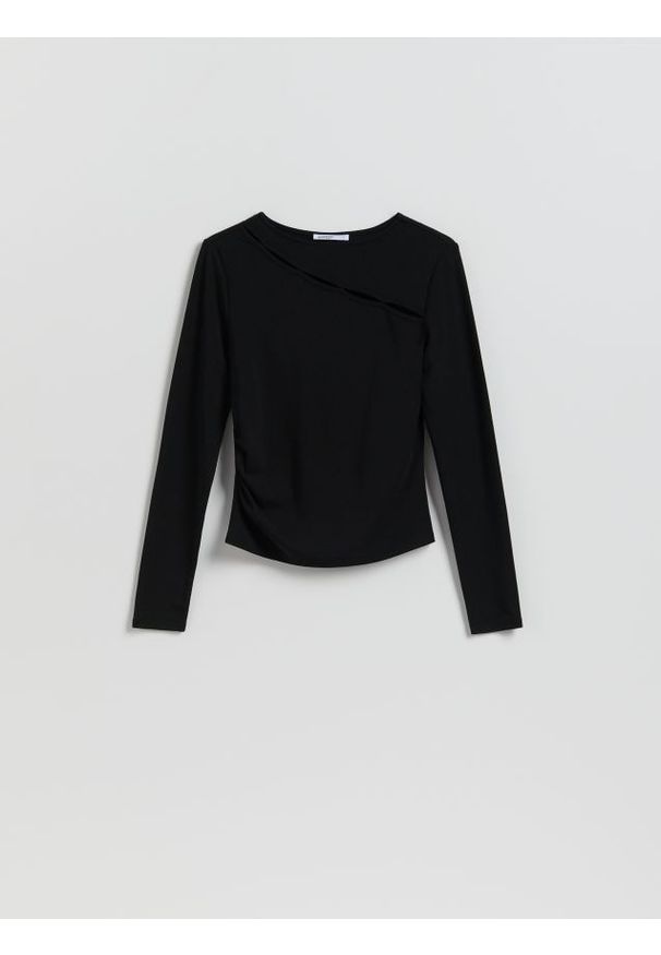 Reserved - Longsleeve z lyocellem - czarny. Kolor: czarny. Materiał: dzianina. Długość rękawa: długi rękaw