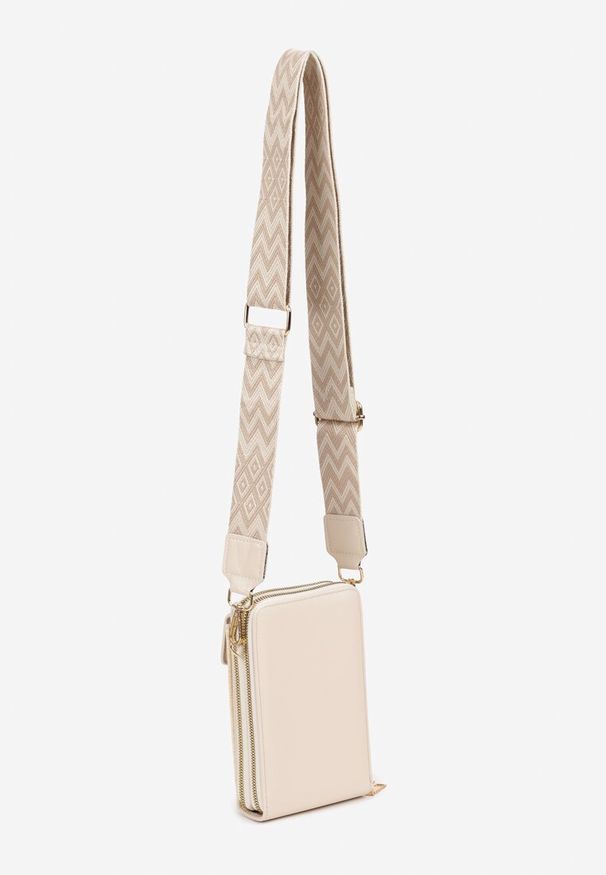 Renee - Beżowa Torebka Etui na Telefon z Plecionką Konevia. Kolor: beżowy. Styl: elegancki, casual