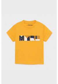 Mayoral - T-shirt dziecięcy. Okazja: na co dzień. Kolor: pomarańczowy. Materiał: bawełna, dzianina. Wzór: nadruk. Styl: casual #1