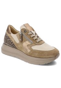 Brązowe Sneakersy Armodo Modne Obuwie Damskie Panterka. Kolor: brązowy. Materiał: materiał, jeans. Wzór: motyw zwierzęcy. Styl: elegancki