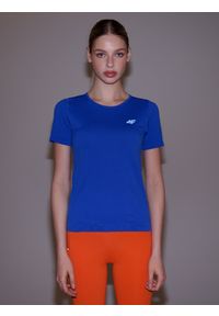 4f - 4F Koszulka do biegania w terenie regular damska - niebieska XS/S. Kolor: niebieski. Materiał: dzianina, tkanina, włókno, syntetyk, materiał. Długość: długie. Wzór: gładki, ze splotem. Sport: bieganie #2