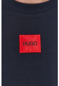 Hugo Bluza bawełniana 50447964 męska kolor granatowy gładka. Okazja: na co dzień. Kolor: niebieski. Materiał: bawełna. Wzór: gładki, aplikacja. Styl: casual #4