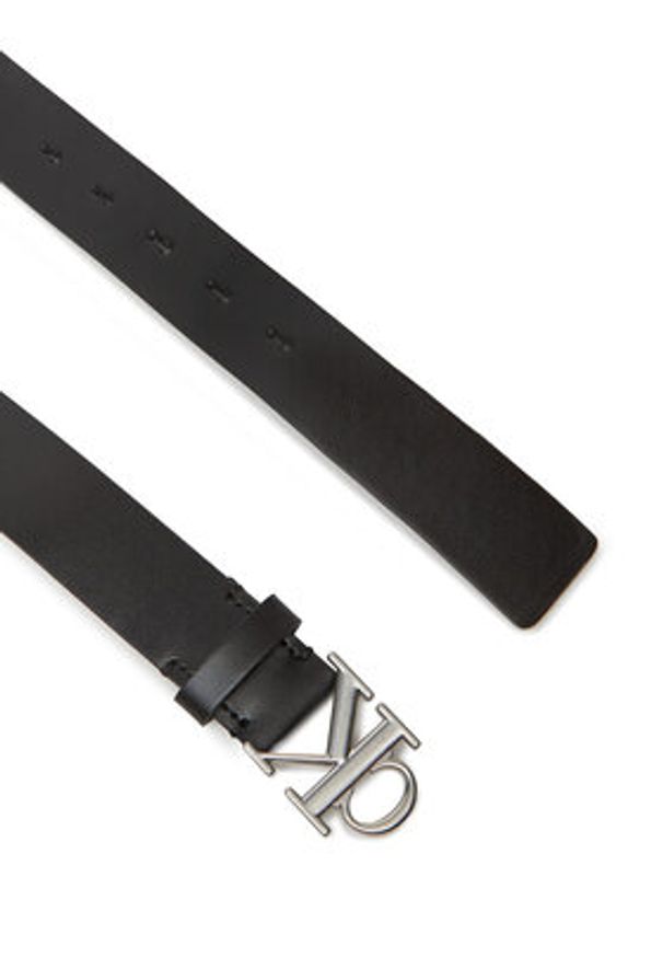 Calvin Klein Pasek Damski Monogram Plaque Buckle 30Mm LV04K7018G Czarny. Kolor: czarny. Materiał: skóra