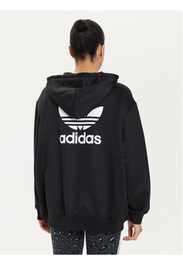 Adidas - adidas Bluza adicolor Trefoil IU2409 Czarny Oversize. Kolor: czarny. Materiał: syntetyk, bawełna
