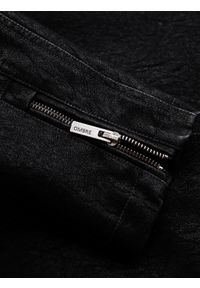 Ombre Clothing - Kurtka męska biker ze stójką w stylu retro – czarna V2. Typ kołnierza: kołnierzyk stójkowy. Kolor: czarny. Materiał: skóra, poliester, materiał. Styl: retro #10