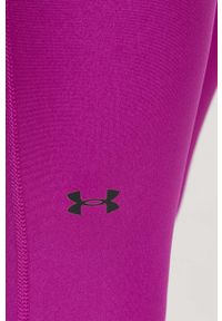 Under Armour legginsy treningowe kolor różowy gładkie. Kolor: fioletowy. Materiał: skóra, materiał. Wzór: gładki. Sport: fitness #4